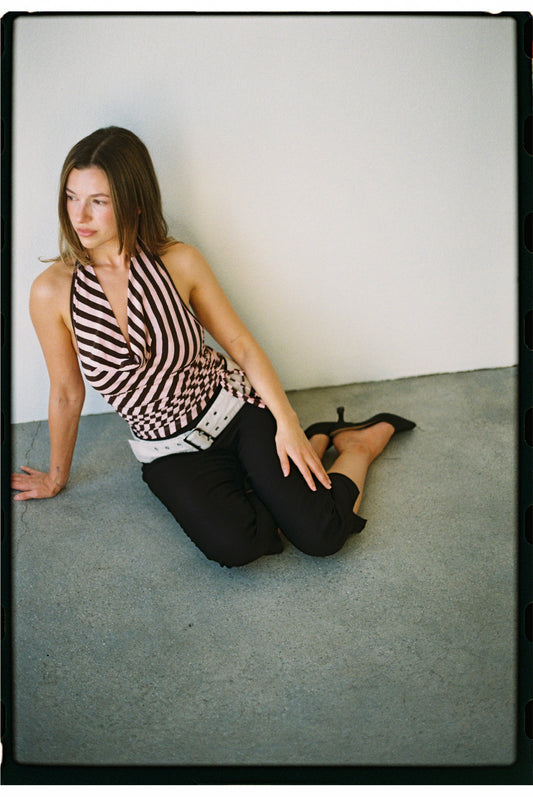 Naia Top | Pink & Brown Stripe