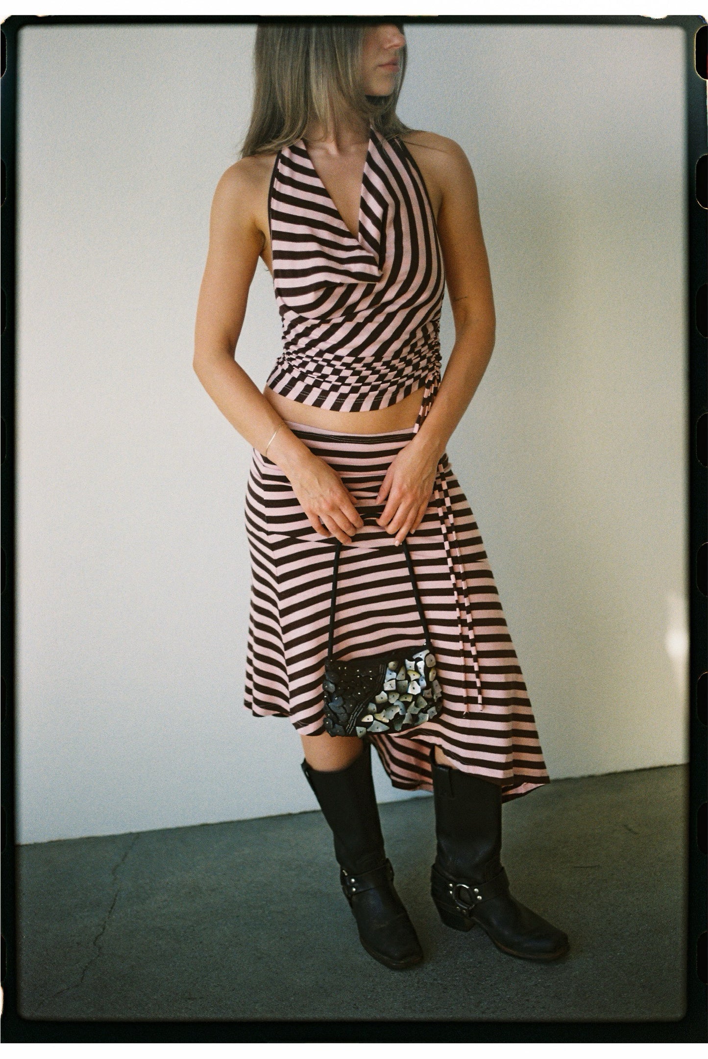 Naia Top | Pink & Brown Stripe