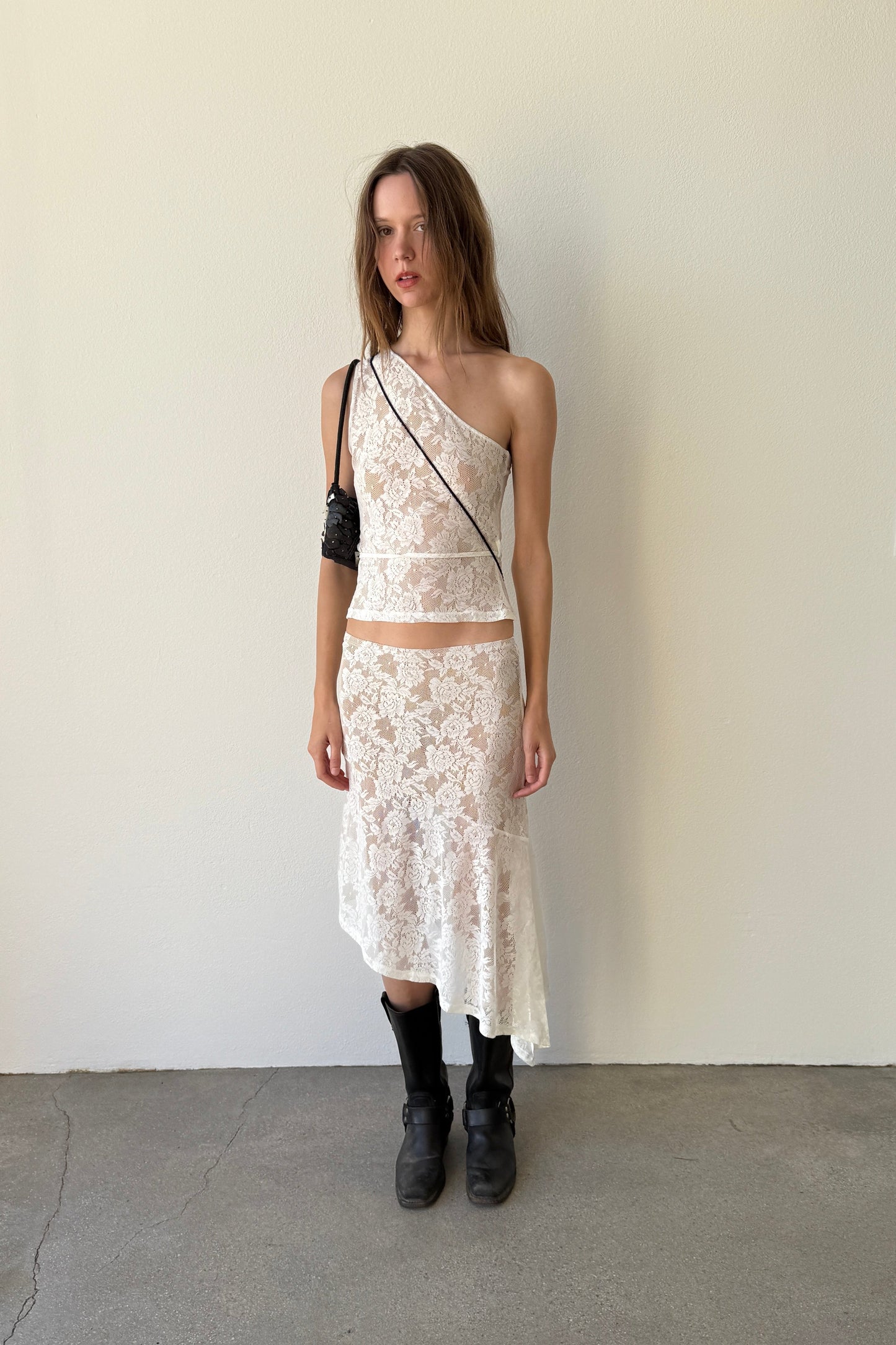 Kyla One Shoulder Top | White Lace