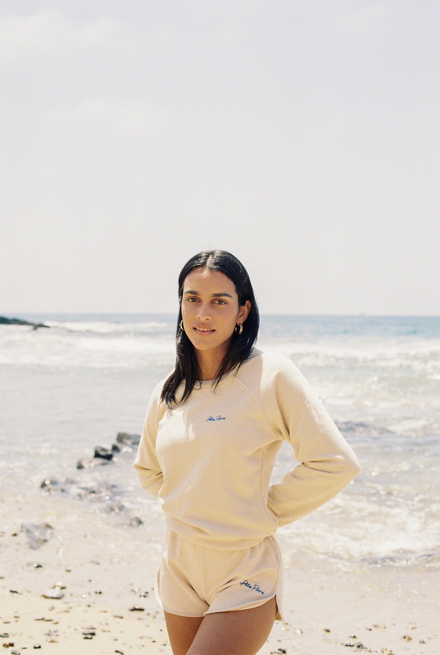 Bella Crewneck | Cream & Blue