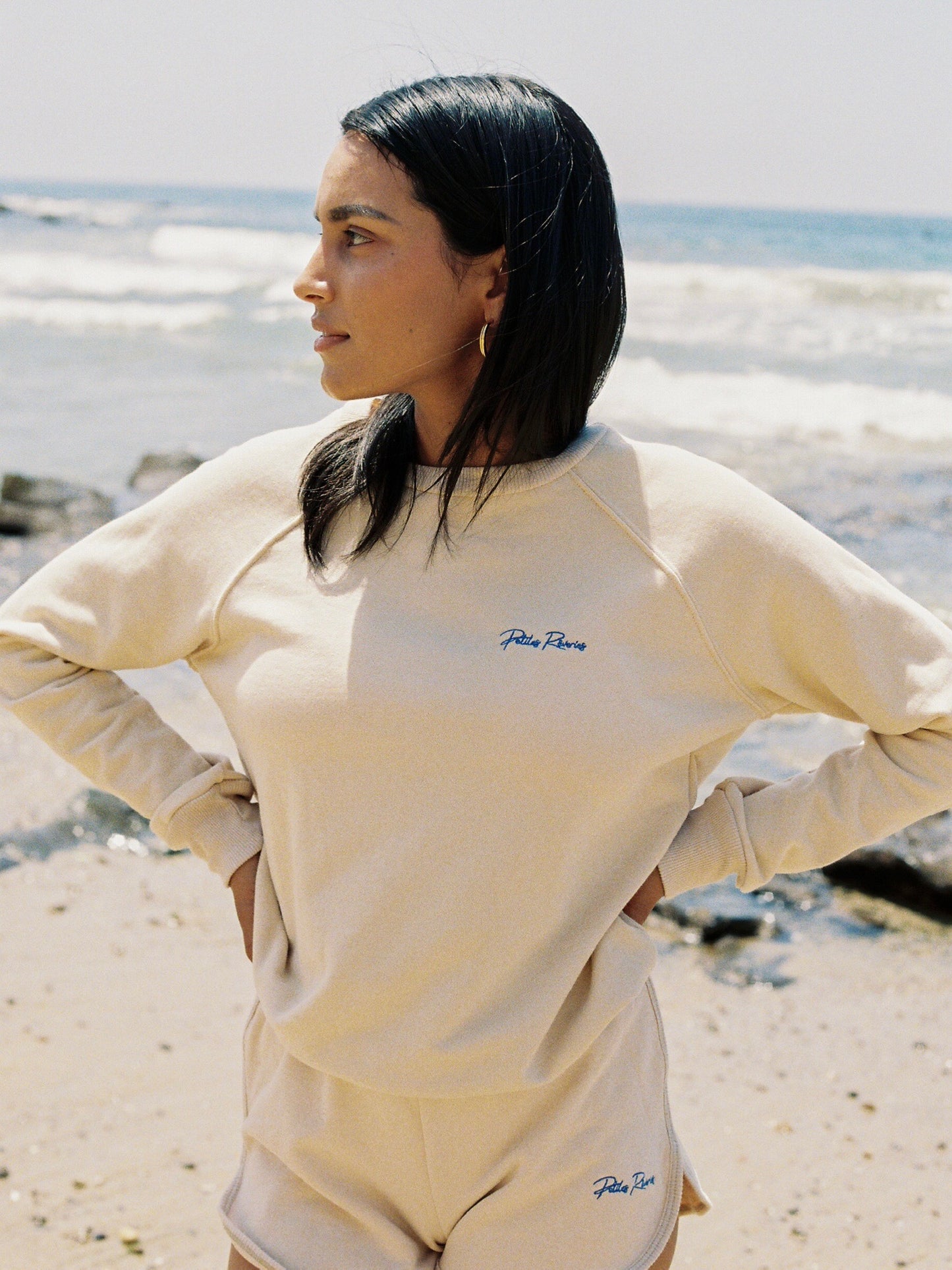 Bella Crewneck | Cream & Blue