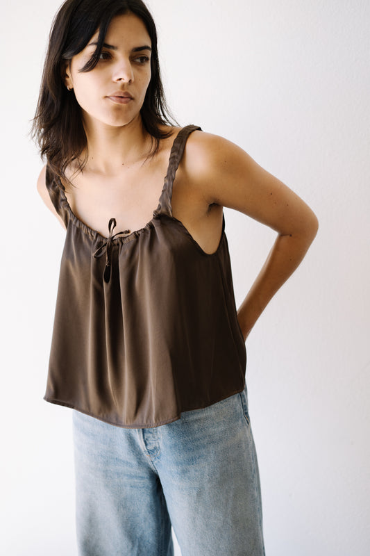 Silk Bow Top | Espresso