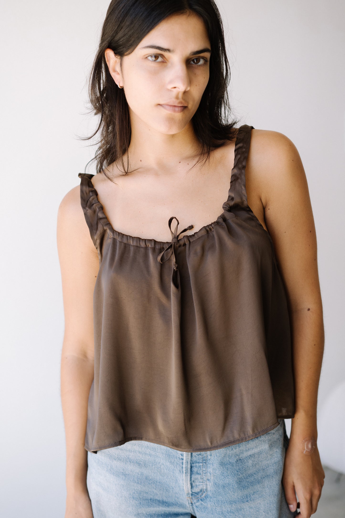 Silk Bow Top | Espresso