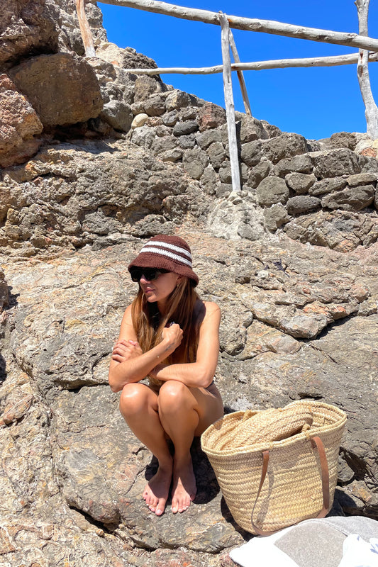 Artà Hat | Brown & White Stripe