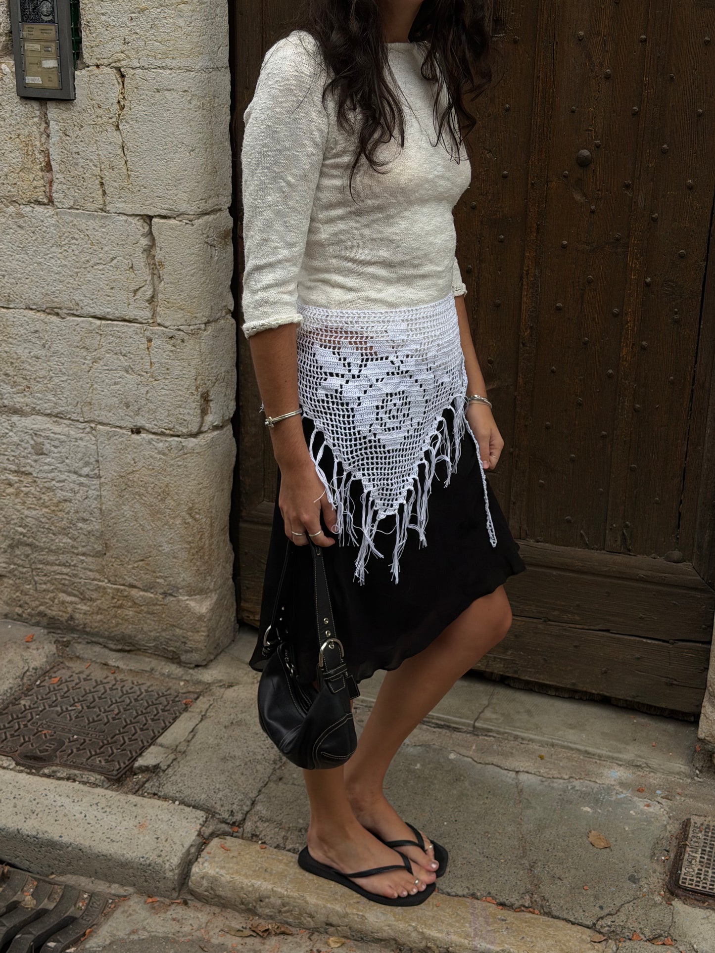 Rose Tassel Hip Scarf