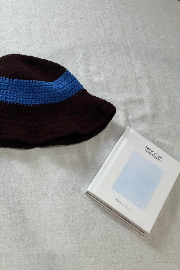 Deià Hat | Brown & Blue Stripe