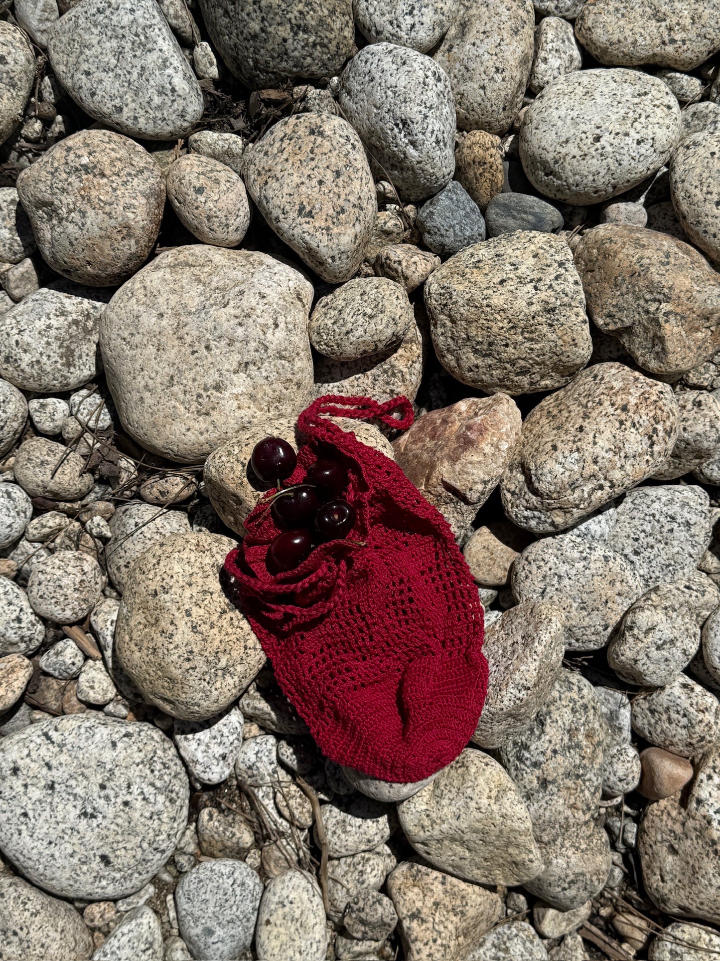 Filet Rose Crochet Bag | Red
