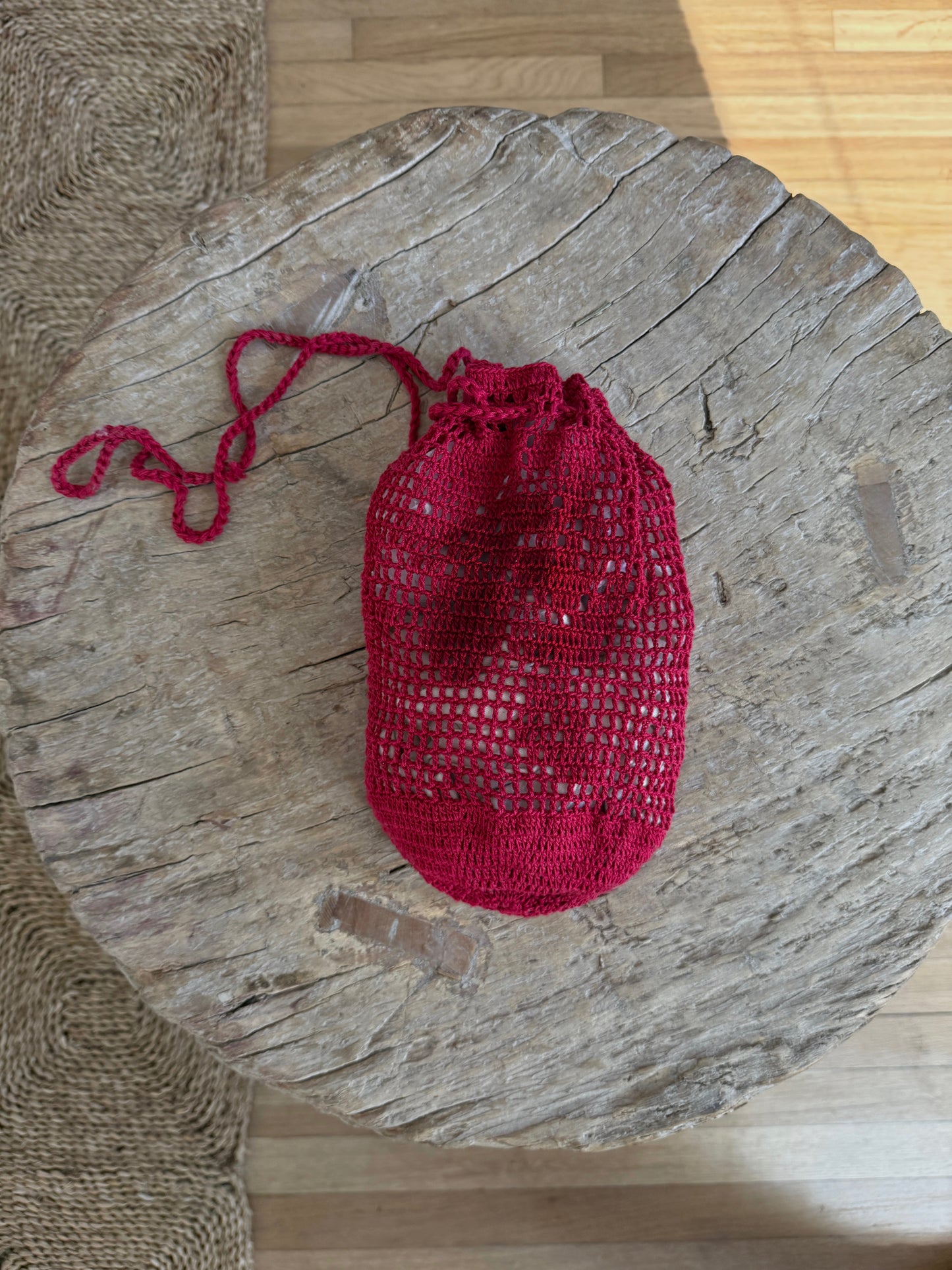 Filet Rose Crochet Bag | Red