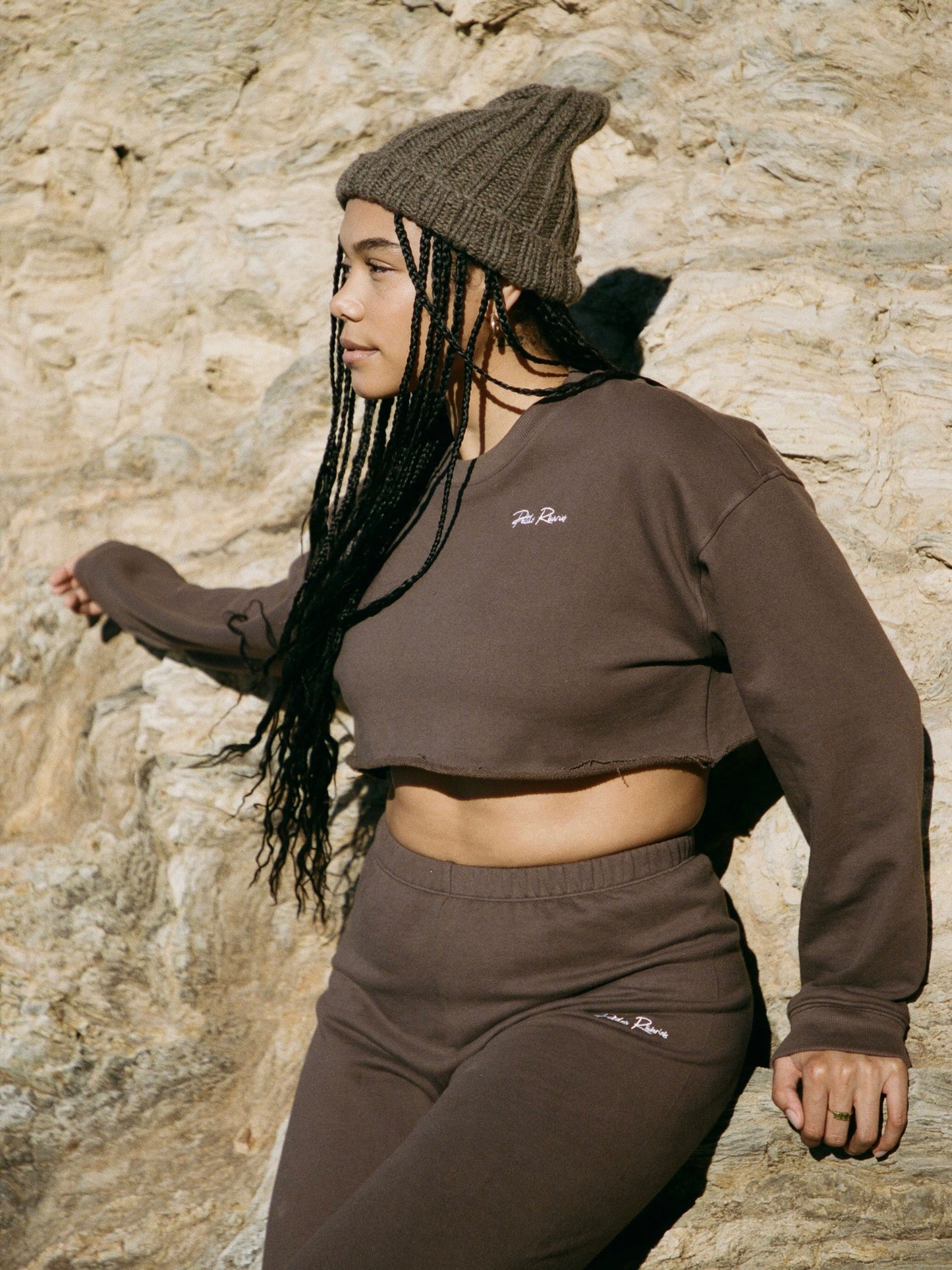 Raw Cropped Crewneck | Cocoa