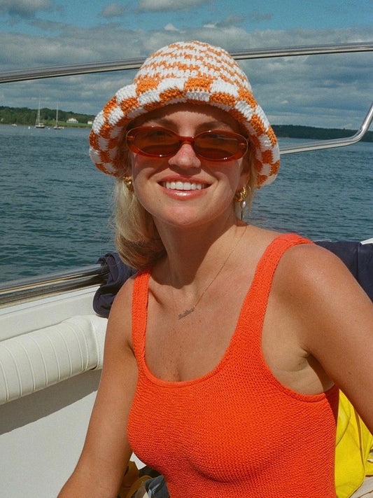 Emilia Hat | Orange Checker